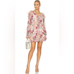 Paige Floral Pink Dress womens size medium mini tie waist